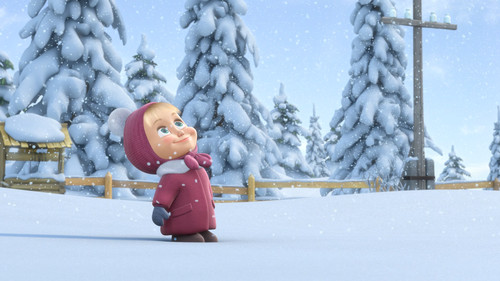Маша, мультфильм, Новый год, зима, лес, обои 1920px × 1080px